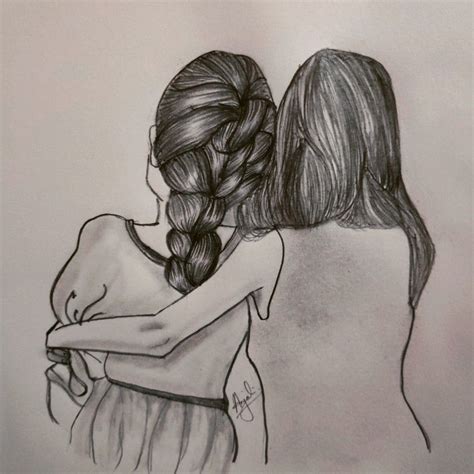 best friends pencil drawing|two best friends hugging drawing.